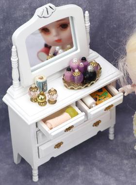 15440:2头娃娃屋dollhose迷u你家具1卧室微场景卧室有顶床梳妆镜