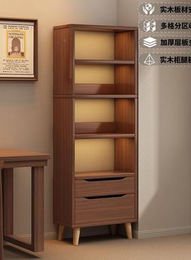 实木书AL000117柜落地置收物架窄立柜松木儿童家用书架多转层纳客
