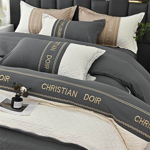 新款轻奢刺绣三拼接纯56Ppjjnk四件套体浮雕花立公主风色床单被套