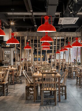 复古工业风锅盖吊灯个性饭店餐厅咖啡厅奶茶店酒吧台店铺单头灯罩