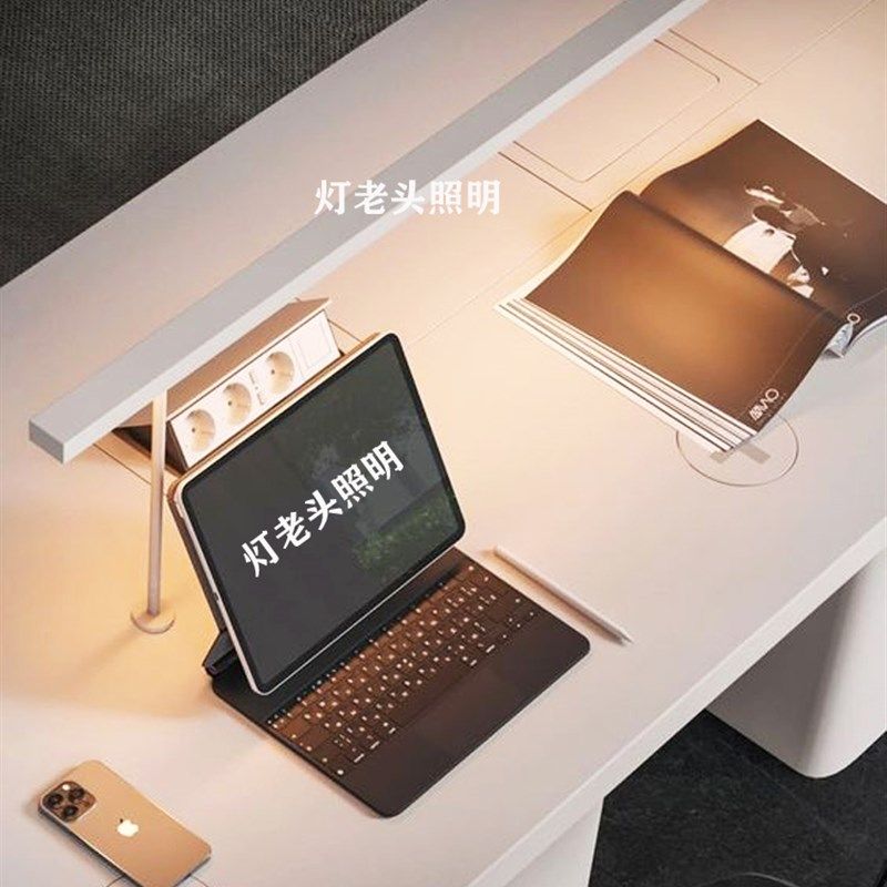 图书馆阅览室书桌长条台灯简约现代办公桌会议桌餐桌一字长条型灯