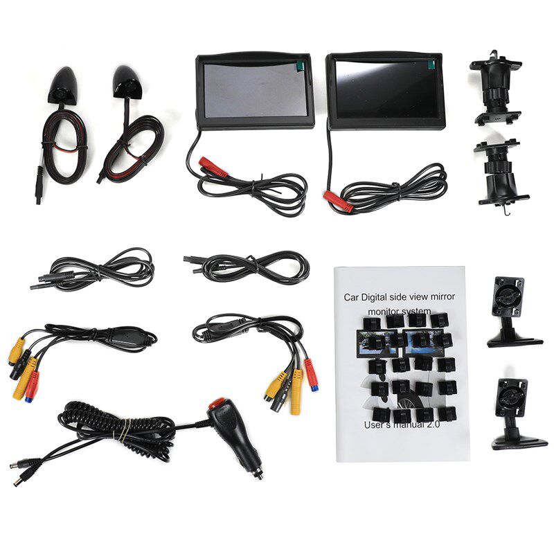 汽车电子后视镜左右盲区AHD高清5寸显示屏侧视盲区辅助倒车摄像头