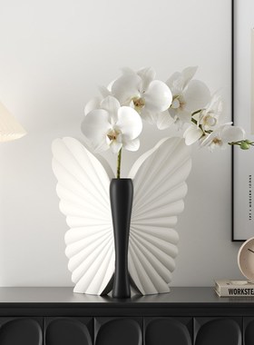 艺术蝴蝶花瓶摆件创意客厅插花器电视柜玄关柜装饰品高级感中古风