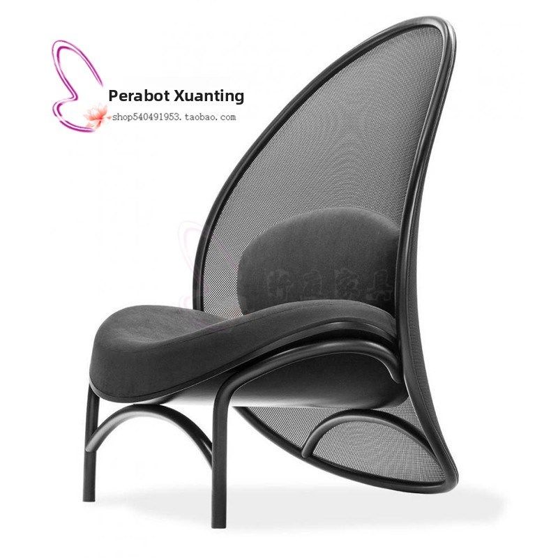 现代时尚藤编布艺设计师网状靠背休闲椅安乐椅透气休闲沙发椅定制