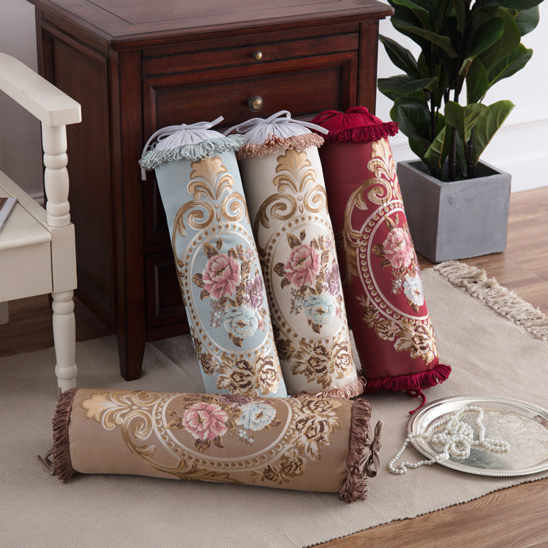 欧式高档糖果含芯长圆形抱枕头腰靠背套会所抱枕奢华酒店靠垫沙发