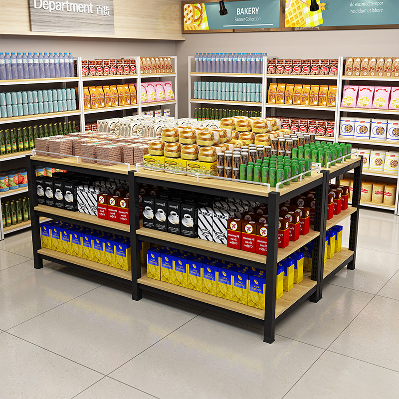 超市货架堆头展示架食用粮油钢木加厚促销台陈列架礼品地堆