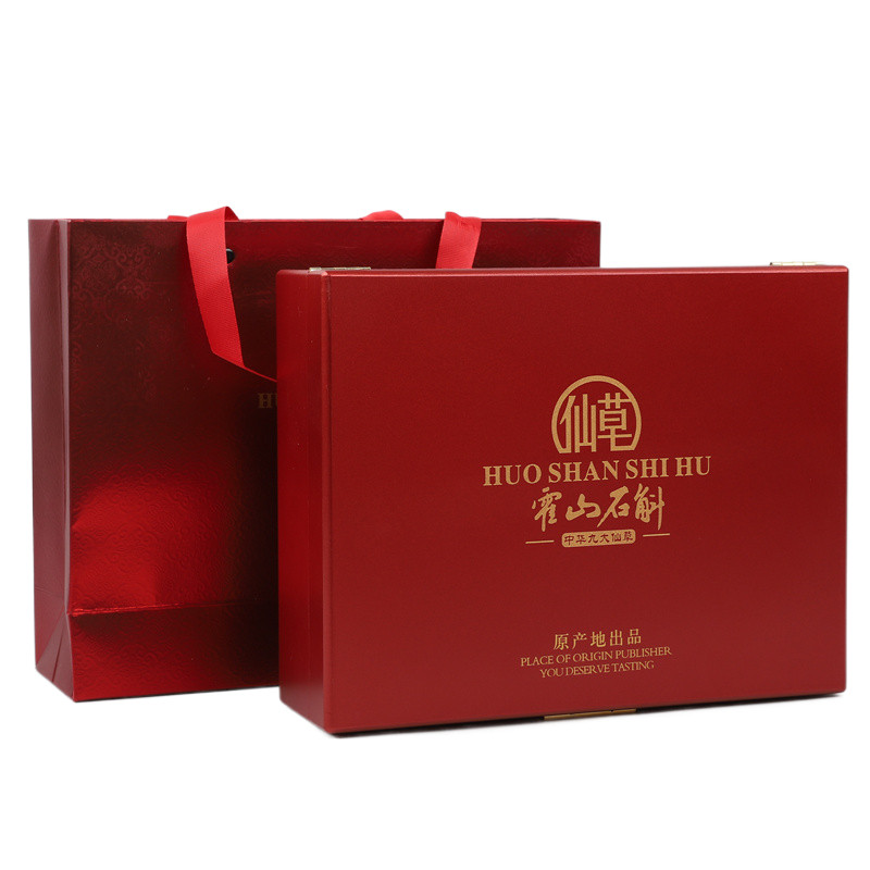 新款精致霍山石斛包装盒双陶瓷铁皮石斛礼品盒木盒石斛粉礼盒空盒