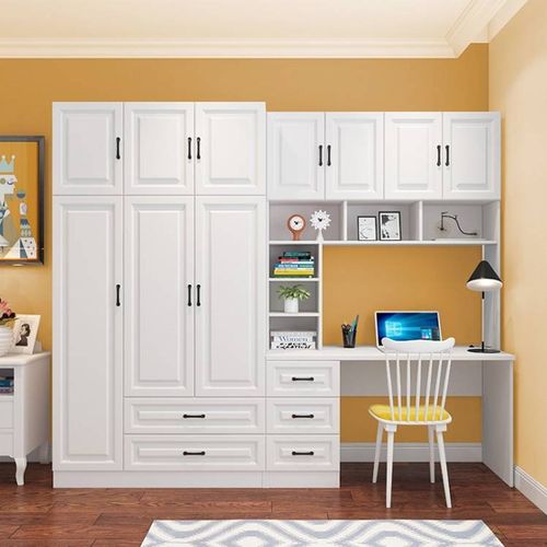 书房书柜儿童电脑桌书桌书架学生写字桌卧室两门衣柜一体组合三门