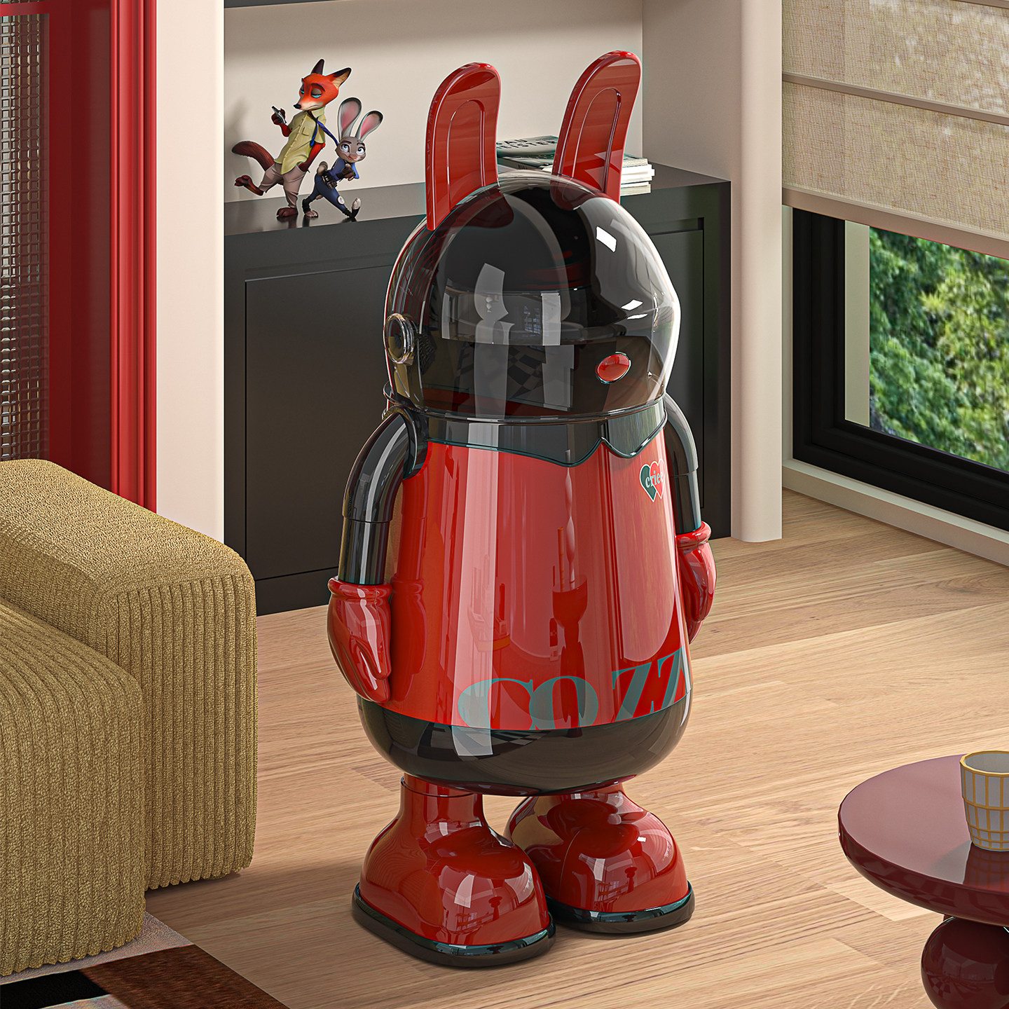 客厅垃圾桶2025新款卡通高颜值家用创意大容量垃圾筒卧室带盖纸篓