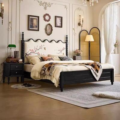 中古风实床法式轻奢主卧1.木8双人复M古风户小型现代简约1303软靠