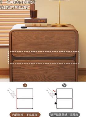 床头实木家用卧室25新款小型中古奶油风现2代PFX简约床边收0柜纳