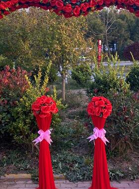 庆绢花拱门花门业喜庆绢开花F95599M5拱庆门婚雪纱花门花架开业典