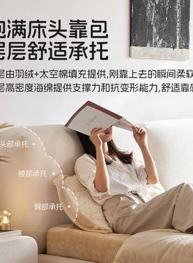 奶油风色猫抓布床简法式布艺块豆腐落地白主BC178布卧现代约双人