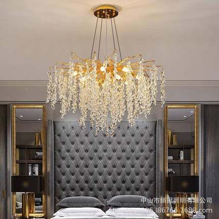 别法796式吊轻奢餐厅吊灯大吊气客厅墅水晶灯新款创意树枝卧灯室