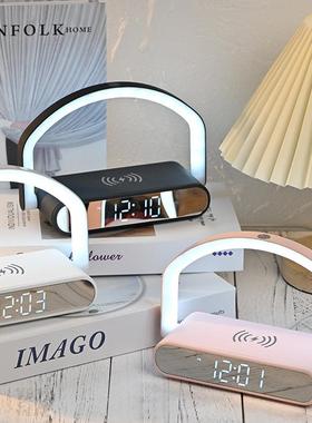 意面家居手创提夜灯LED数字三闹钟5V2A手机无线充电桌GHY-2208组