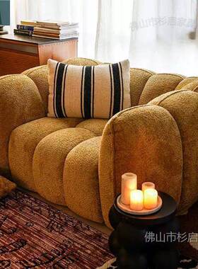 南KJN瓜沙发法发式复古高档舒现代简约计师客厅卧室适单人休闲沙