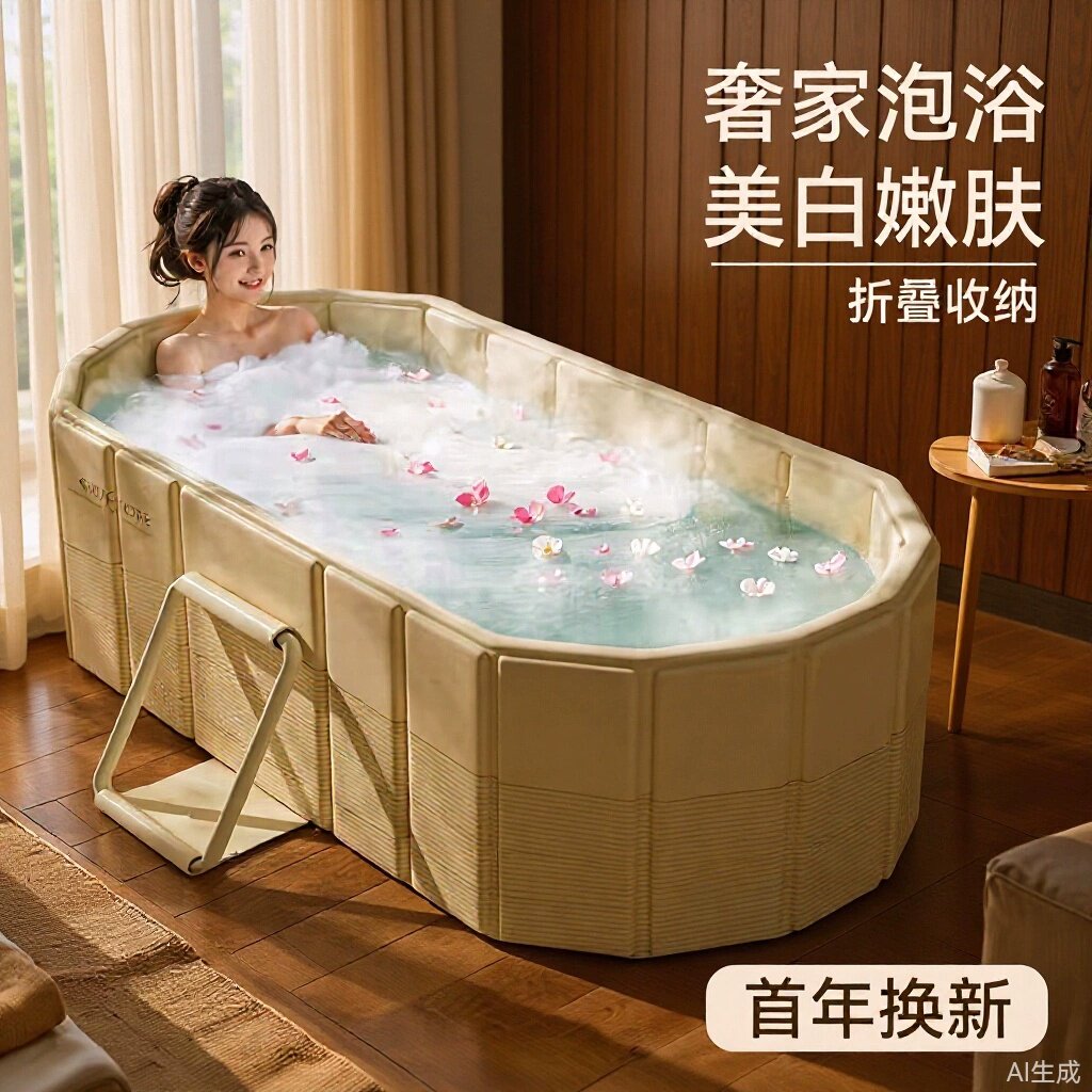佳萌泡澡桶大人秒开恒温可折叠免安装新款大号浴缸家用成人沐浴桶