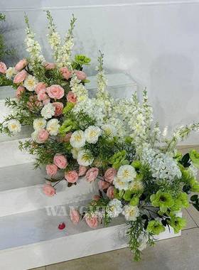 绿色家粉路引引花大飞假燕排绿色绣球花厂成品白路RPR婚礼玫瑰