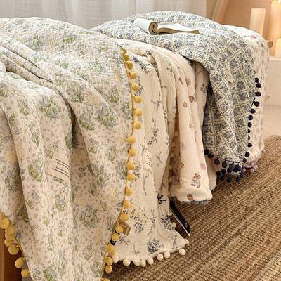 韩系花纱布子双层纱布毯子四毯季通用办XL202509碎子公室午睡毯沙