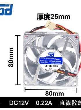 80温25全金12属V8m/厘米9RA电脑机c箱p72295wm调速金属耐高散热风