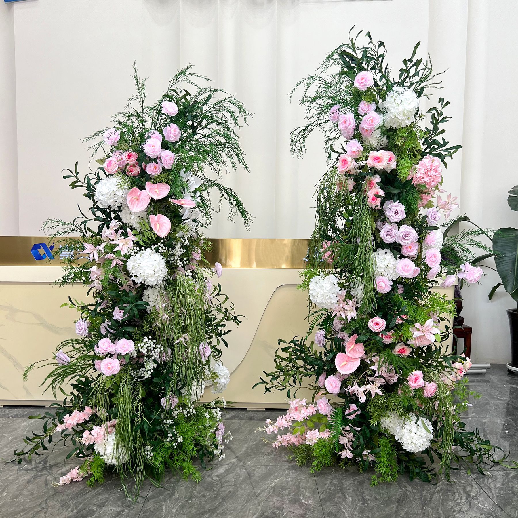 仿真牛角拱门花排婚庆橱窗桌饰
