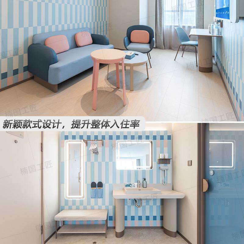 商汉庭4床家.0酒店468具定制快捷务宾馆标间全套民宿公寓软包床箱