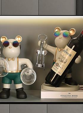 个性柜熊酒柜创意现红酒居架家装饰客厅电视代摆件轻578-1奢高档