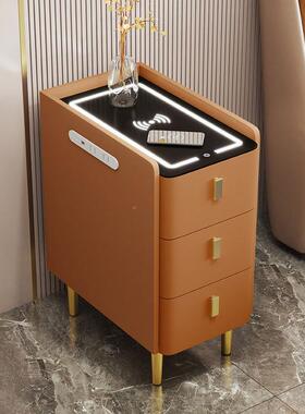 实木智能床头柜家多功能AVG头简约现代线充电无用卧室超窄小智能