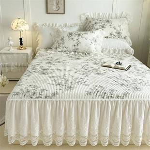 全夹米棉加厚床裙纯棉韩版JS花边床罩枕套1..5棉18m单双人床套单