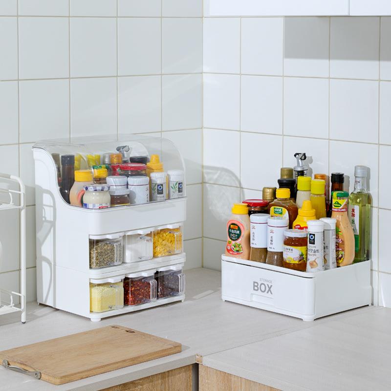 大容量物家用收厨房用品纳盒多功能房调味盒置架佐WKE料罐瓶套厨