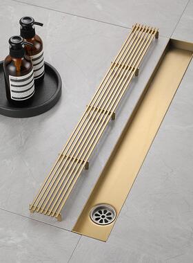 34防不锈钢拉丝金卫生间淋浴房长形臭防反条0味DL2234隐藏式地漏D