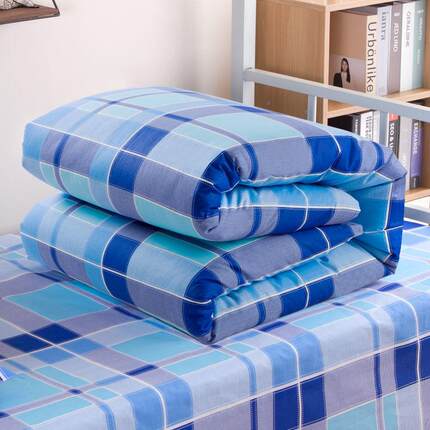 学生被宿舍子春006秋夏季棉花被保暖单被人床芯蓝格子棉学校上下