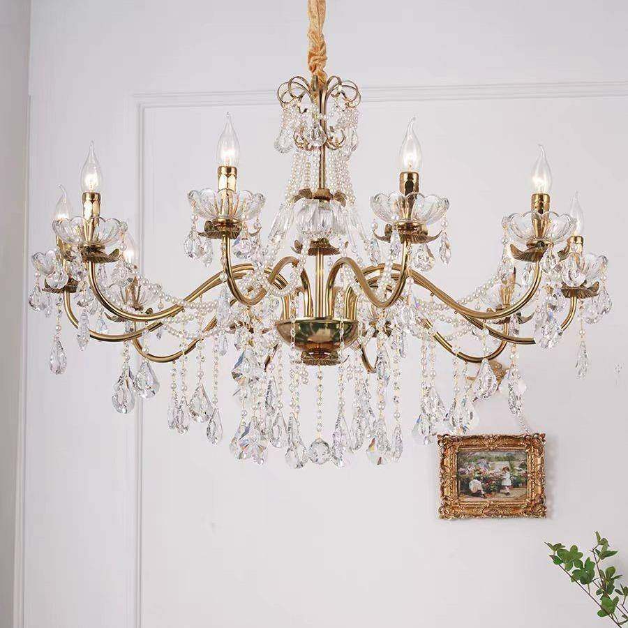 美式厅复古水晶灯客法式厅吊灯欧54034式宫廷卧灯室楼梯灯复式餐