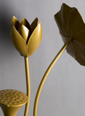 婚庆具金色道铁荷花艺家居金属荷叶花装饰中莲式路引婚礼ZOF舞台