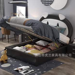 床卡床小猪可爱通童床男孩W048女孩小学生创意儿童床软包童皮床