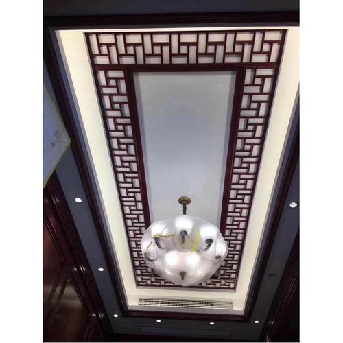 中式家居酒店吊顶雕花密度板镂实花格欧空式现代屏RY-120背木景玄