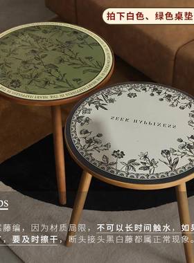 Q1波西亚美米复古式实木沙茶几天然藤编hz201208发边几阳台圆桌民