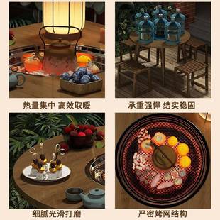 炉煮茶桌家烤用客厅烤肉桌便携户用外野餐桌一桌多圆桌PEO方围桌