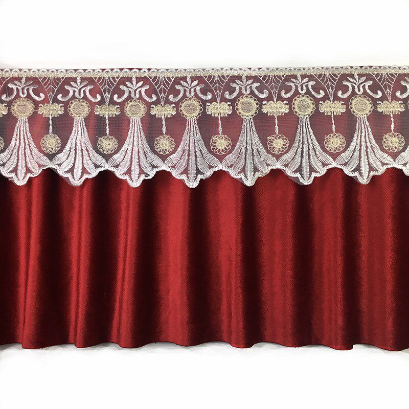 宽40厘米带绒布褶皱双层蕾丝花边沙发垫窗帘帘头加宽帘幔辅料裙边