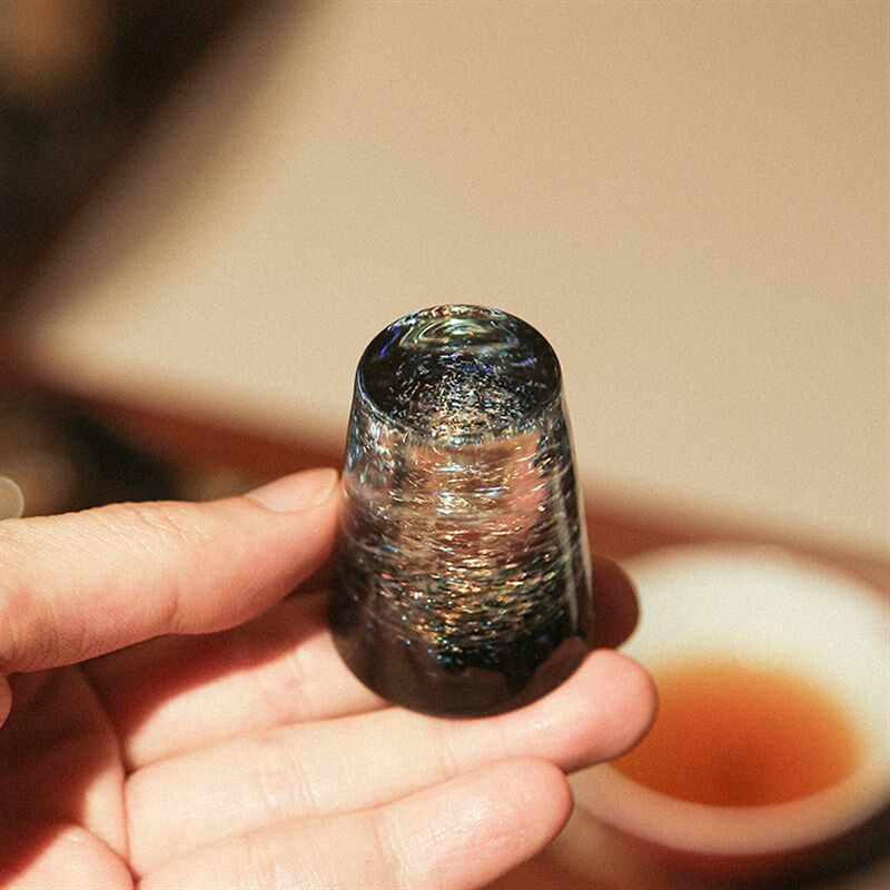 新羽星空盖置手工玻璃壶盖托茶桌摆件茶玩精品礼盒包装功夫茶具小