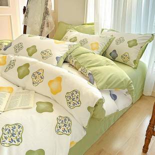 V洗45O205新2款潮水棉棉麻四件套亚麻床单床笠老粗布F699SHH上双