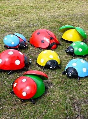 户外仿真七幼星瓢虫玻璃钢甲雕塑花园庭院儿园区小草坪装饰020甲