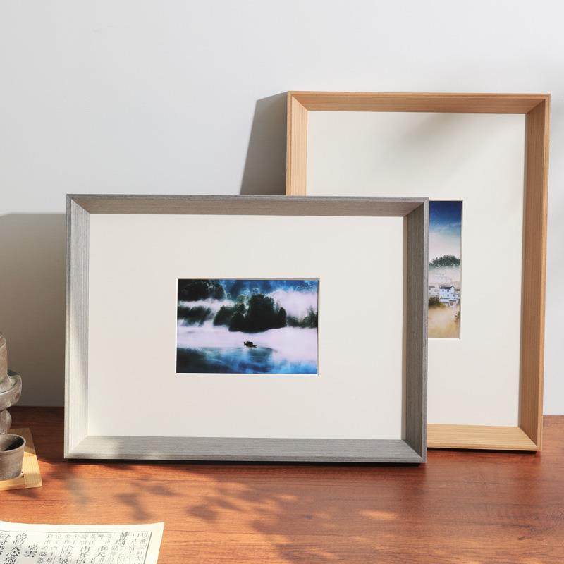 实木框墙a原木摆台16寸装裱相框a外框大尺寸画挂木usxrkr质裱画框