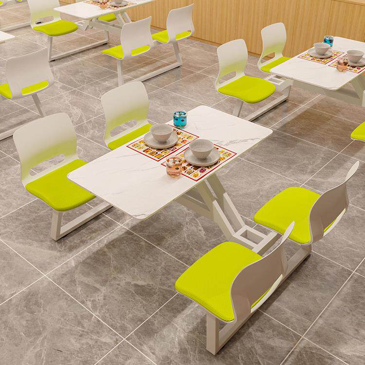 学生食堂餐桌椅组合一餐体代简约WZY饭店小吃餐厅金属店连体岩现