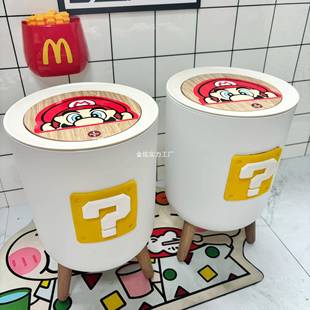 可爱高脚垃圾桶家用纸篓WAR卡里通厕所创意马按个性 卧室奥客厅带