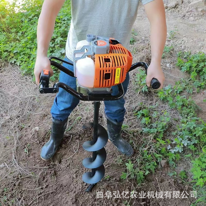 手推独轮汽油植树挖坑钻坑机