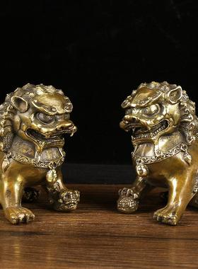 狮一对动物摆件件铜摆件门对铜制02品铜狮子铜狮全摆铜狮子