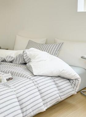 全棉色织棉提花条WZ100809纹床棉上四件套纯水洗床单床被套简约品