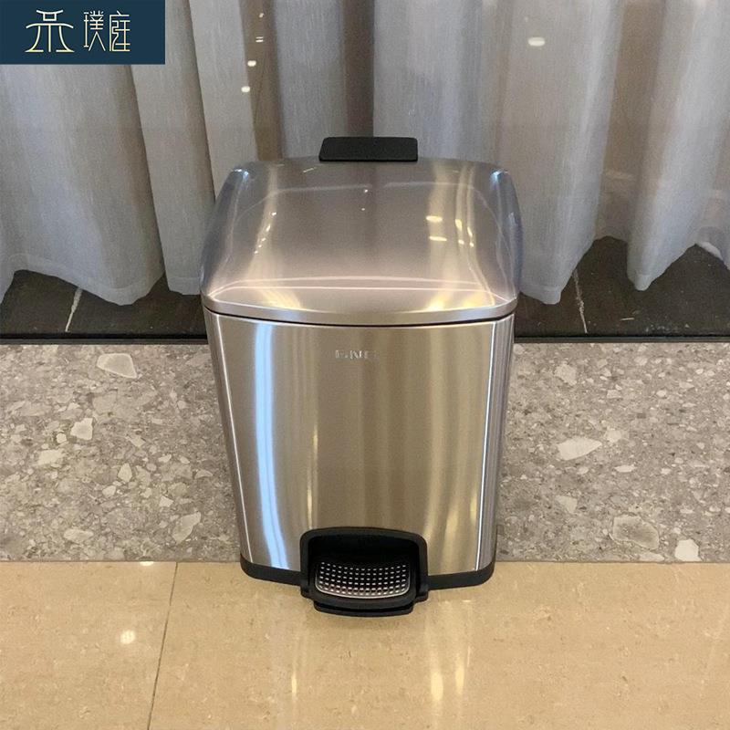 不锈钢垃带圾桶脚踏式家盖用客厅489196轻奢大室号厨房卫生间办公