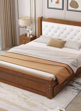 实木床全木1.米18米单人41648.床卧实室床现代简约小户型出租房双